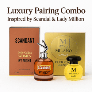 Scandant Belle Celine By Night + Milano Lady by Fragrance World & Pendora Scents | Inspired by Scandal by Night & Lady Million | Long-Lasting Amber Floral Perfume Duo for Women