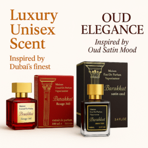 Barakkat Rouge 540 Extrait + Barakkat Satin Oud Perfume Combo – Intense Amber & Woody Blend | Long-Lasting Dubai Luxury Perfume Set | Fragrance World 100ml EDP