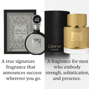 Fakhar Homme + Qaa’ed by Lattafa EDP 100ml Combo – Long-Lasting Amber Woody & Spicy Oriental Perfume Duo for Men | Dubai Luxury Fragrance