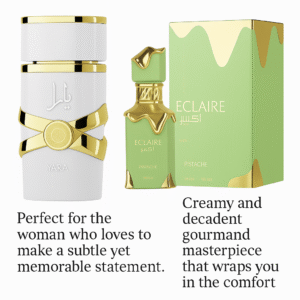 Lattafa Yara Moi + Eclaire Pistache EDP 100 ml Combo – Vanilla Floral & Creamy Pistachio Perfume Duo for Women | Long-Lasting Dubai Luxury Fragrance