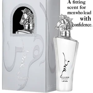 Maahir Legacy by Lattafa Eau de Parfum 100ml – Long-Lasting Woody Amber Spicy Perfume for Men | Dubai Luxury Fragrance Inspired by Dior Sauvage Elixir